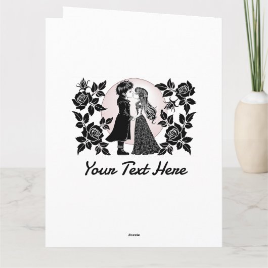 かわいいゴシックエモキッズがバレンタインデーにキス, ゴシックエモのかわいい子供たち ダークバレンタ カード (裏面)