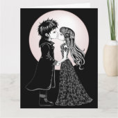 かわいいゴシックエモキッズがバレンタインデーにキス, ゴシックエモのかわいい子供たち ダークバレンタ カード (正面)