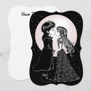 かわいいゴシックエモキッズがバレンタインデーにキス, ゴシックエモのかわいい子供たち ダークバレンタ ノートカード