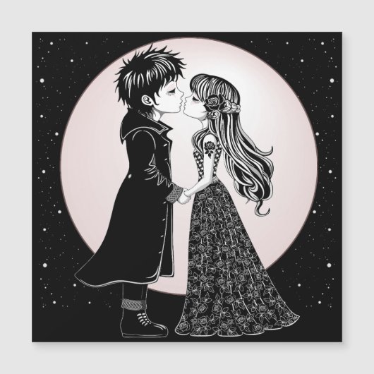 かわいいゴシックエモキッズがバレンタインデーにキス, ゴシックエモのかわいい子供たち、淡いピンクのロ (正面)