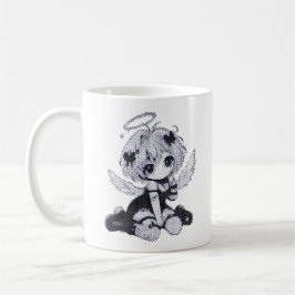 かわいいゴシックエンジェルフェアリーチビブラック&ホワイトアニメ コーヒーマグカップ