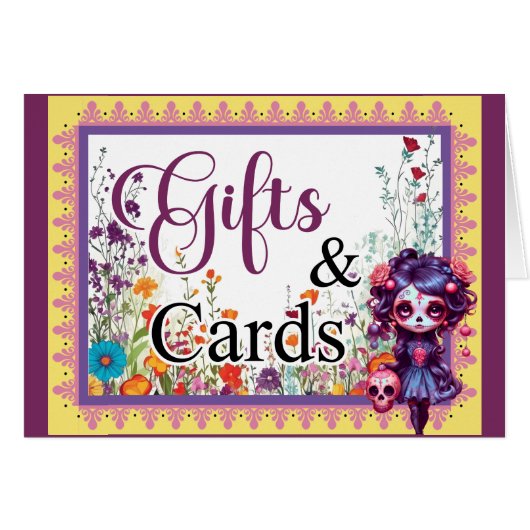 かわいいゴシックガーデン砂糖スカルギフトnカード (正面横)