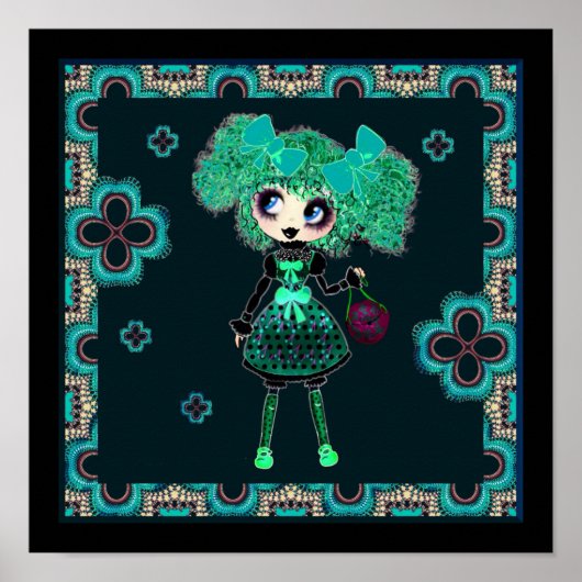 かわいいゴシックガールエメラルドロリータピンキープ ポスター (正面)