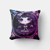 かわいいゴシックガールズキュートゴシックパーソナライズされたチビ（小さくかわいく書いた感じ） クッション (正面)