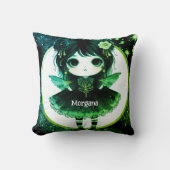 かわいいゴシックガールズキュートゴシックパーソナライズされたチビ(小さくかわいく書いた感じ) クッション (正面)
