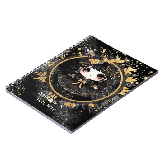 かわいいゴシックガールズキュートゴシックパーソナライズされたチビ（小さくかわいく書いた感じ） ノートブック (左側)