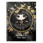 かわいいゴシックガールズキュートゴシックパーソナライズされたチビ（小さくかわいく書いた感じ） ノートブック (正面)