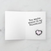 かわいいゴシックガールハートスパイダーウェブバレンタインデー カード (内部)