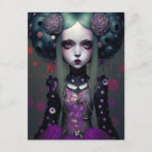 かわいいゴシックガールパープルブラックファンタジーアート ポストカード (正面)