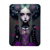 かわいいゴシックガールパープルブラックファンタジーアート マグネット (縦)