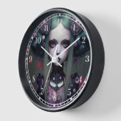 かわいいゴシックガールパープルブラックファンタジーアート 壁時計 (傾斜)