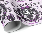 かわいいゴシックガールパープル&ブラックゴシックのクリスマス ラッピングペーパー (ロールコーナー)