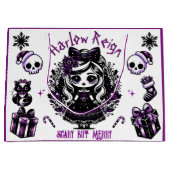 かわいいゴシックガールパープル&ブラックゴシックのクリスマス ラージペーパーバッグ (正面)