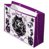 かわいいゴシックガールパープル&ブラックゴシックのクリスマス ラージペーパーバッグ (正面アングル)