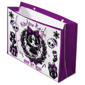 かわいいゴシックガールパープル&ブラックゴシックのクリスマス ラージペーパーバッグ (正面アングル)