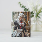 かわいいゴシックコスプレメイドの肖像 ポストカード (スタンド正面)