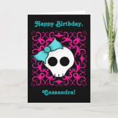 かわいいゴシックスカルの誕生日トゥイーンまたは女10代のの子 カード (正面)