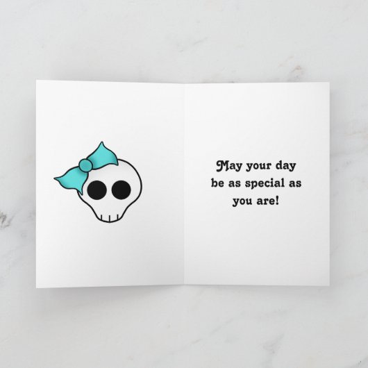 かわいいゴシックスカルの誕生日トゥイーンまたは女10代のの子 カード (内部)