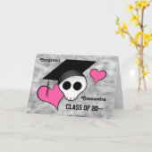 かわいいゴシックスカル卒業 カード (黄色い花)