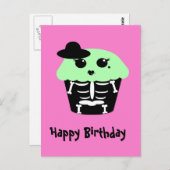 かわいいゴシックスケルトンのハロウィーン砂糖スカルカップケーキ ポストカード (正面/裏面)