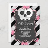 かわいいゴシックパンクスカルガールベビーシャワー招待状 招待状 (正面/裏面)