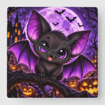 かわいいゴシックパープルコウモリハロウィンの月