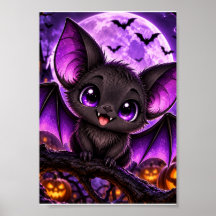 かわいいゴシックパープルコウモリハロウィン月