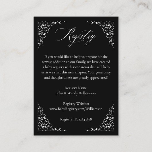 かわいいゴシックベビーのベビー&レジストリ用のモバイルブック エンクロージャーカード (裏面)