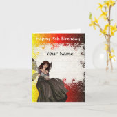 かわいいゴシック様式妖精の第15誕生日 カード (黄色い花)