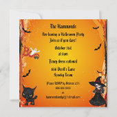 かわいいゴシック様式魔法使い及び猫のハローウィンパーティ 招待状 (裏面)
