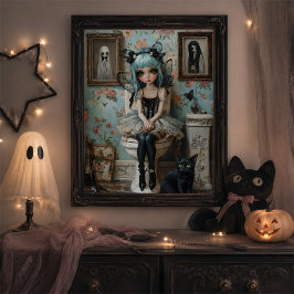 かわいいゴシック風の妖精ドール ハロウィン ウォールアート