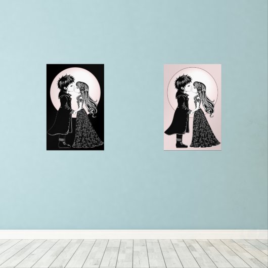 かわいいゴシックEmoキッズキスバレンタインデー (ウッドフロア)