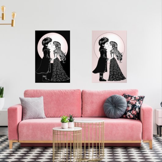 かわいいゴシックEmoキッズキスバレンタインデー (リビング)