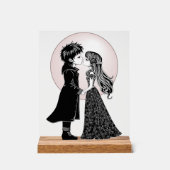 かわいいゴシックEmoキッズキスバレンタインデー アクリルサイン (正面)