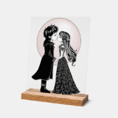 かわいいゴシックEmoキッズキスバレンタインデー アクリルサイン (傾斜)