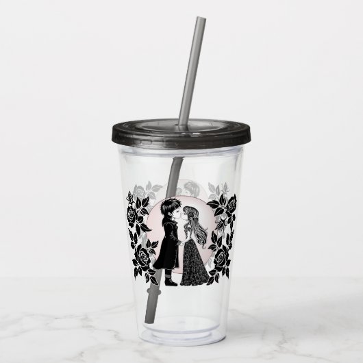 かわいいゴシックEmoキッズキスバレンタインデー アクリルタンブラー (裏面)