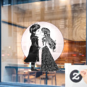 かわいいゴシックEmoキッズキスバレンタインデー ウィンドウサイン (カフェ窓)