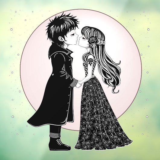 かわいいゴシックEmoキッズキスバレンタインデー ウィンドウサイン (シート3)