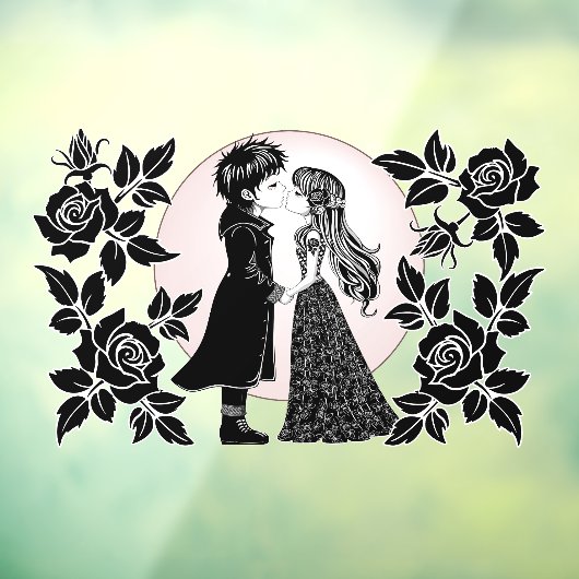 かわいいゴシックEmoキッズキスバレンタインデー ウィンドウサイン (シート3)