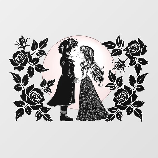 かわいいゴシックEmoキッズキスバレンタインデー ウィンドウサイン (シート)