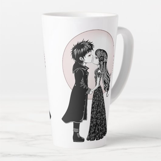 かわいいゴシックEmoキッズキスバレンタインデー カフェラテマグ (右アングル)