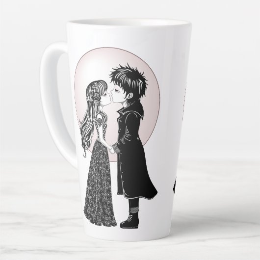 かわいいゴシックEmoキッズキスバレンタインデー カフェラテマグ (左アングル)