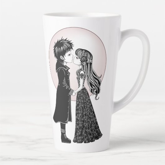 かわいいゴシックEmoキッズキスバレンタインデー カフェラテマグ (右)