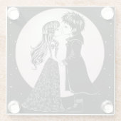 かわいいゴシックEmoキッズキスバレンタインデー ガラスコースター (裏面)