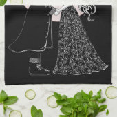 かわいいゴシックEmoキッズキスバレンタインデー キッチンタオル (折り畳み)