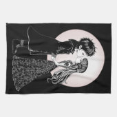 かわいいゴシックEmoキッズキスバレンタインデー キッチンタオル (横)