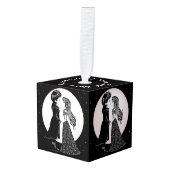 かわいいゴシックEmoキッズキスバレンタインデー キューブオーナメント (正面アングル)