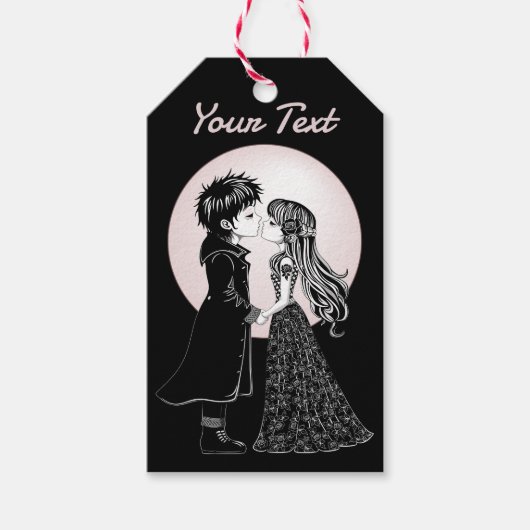 かわいいゴシックEmoキッズキスバレンタインデー ギフトタグ (正面)