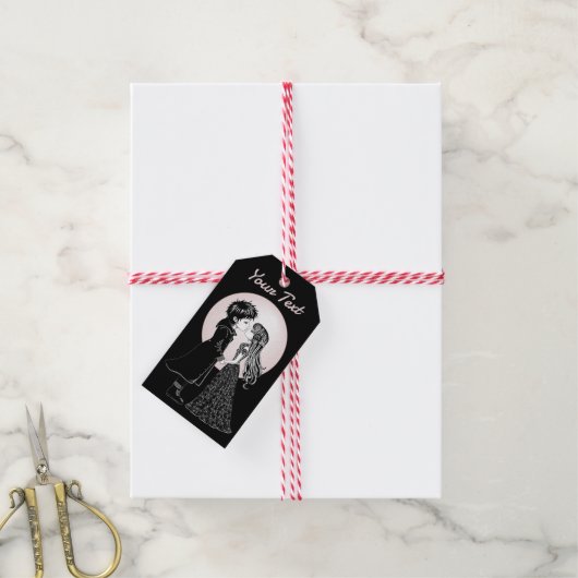 かわいいゴシックEmoキッズキスバレンタインデー ギフトタグ (より糸付き)