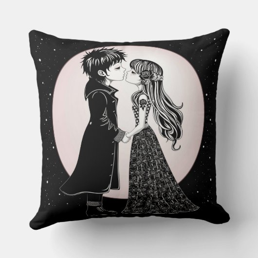 かわいいゴシックEmoキッズキスバレンタインデー クッション (裏面)